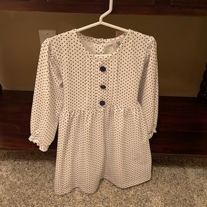 Brand:Smocked Polkadot. Size: 4T White with navy Polkadots. Knit fabric.